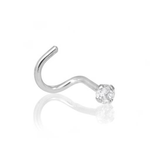 14kt White Gold and CZ Nose Screw 2mm image 0
